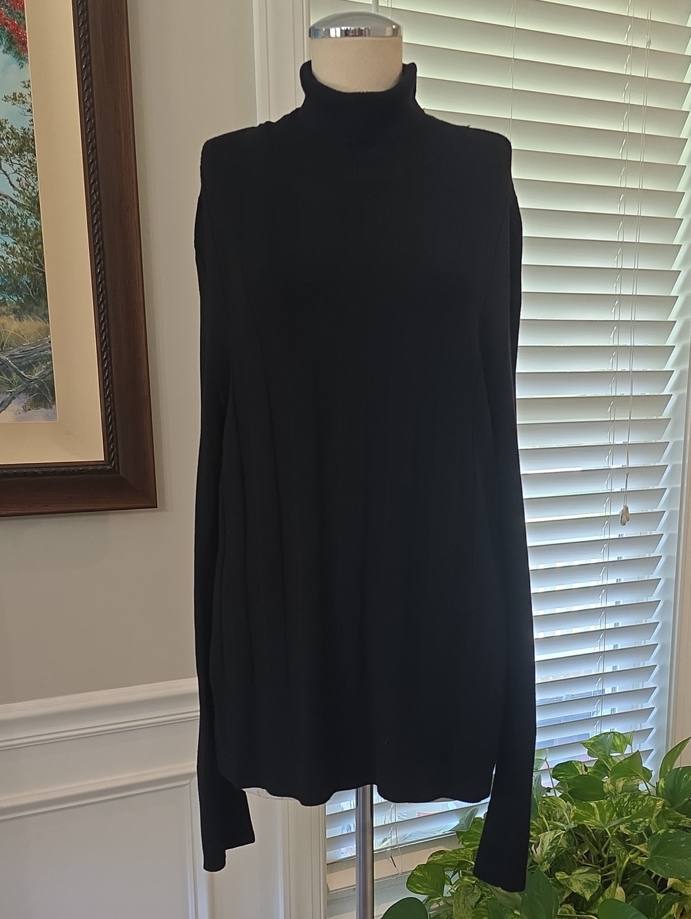 Vintage Cache Black Ribbed Turtleneck Sweater